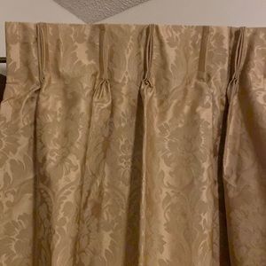 1 panel gold satin floral print 24”x 62” pleated top drape